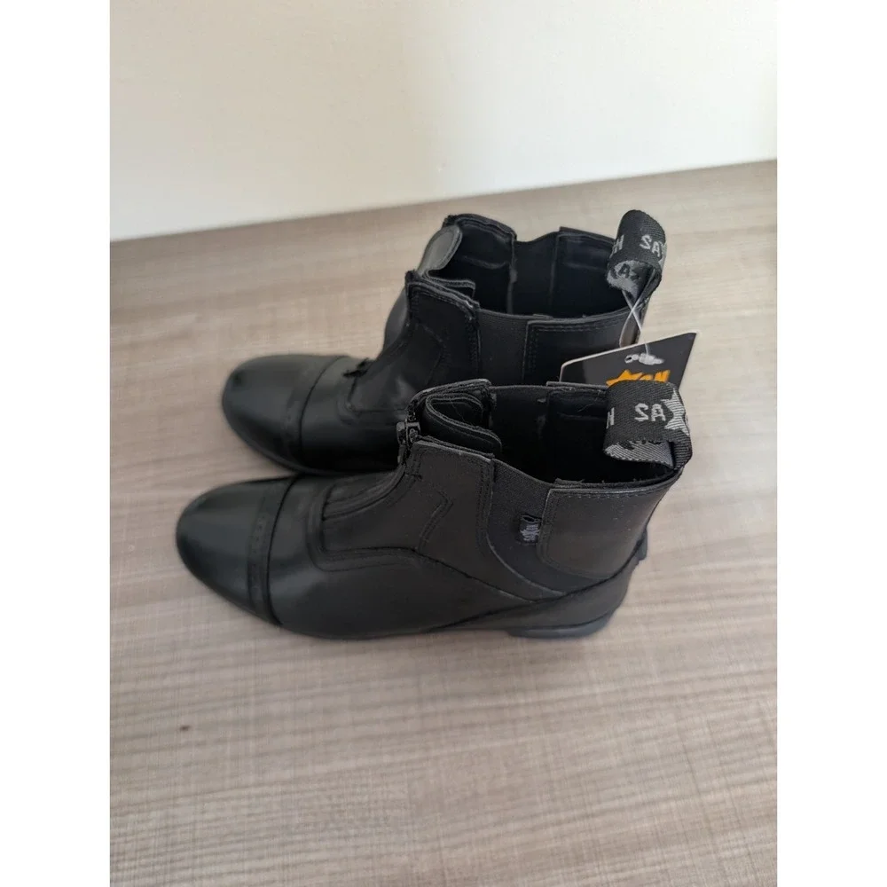 Saxon Syntovia Ladies Sz 7.5 Zip Paddock Boot Black Equestrian Riding Boots